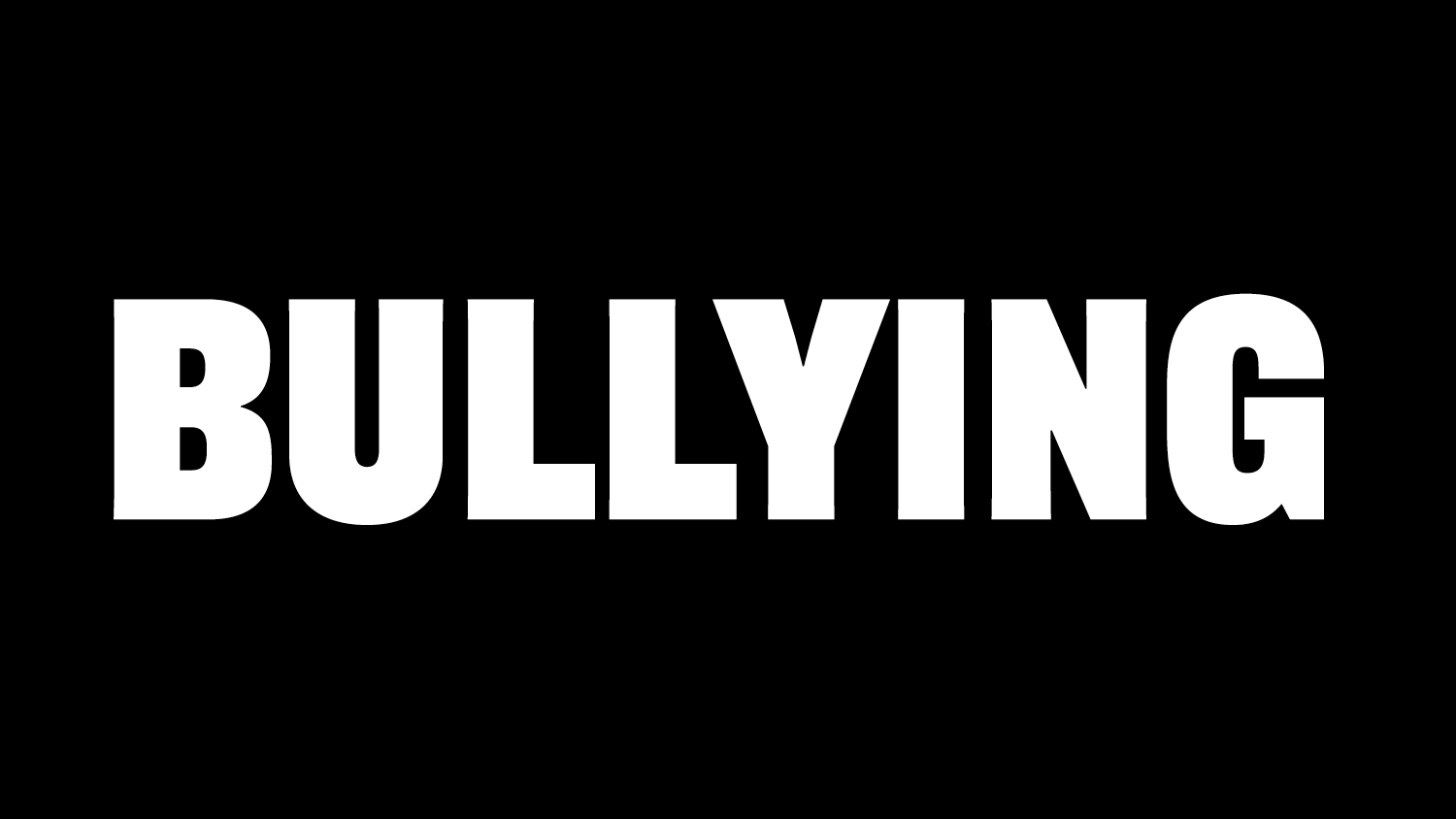 The word bullying in white writing with black background
